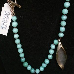 Kenneth Cole Jade  Orbs with Brass Leaf Pendant